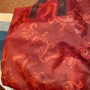 Falor La Borse Red Leather Tote Bag